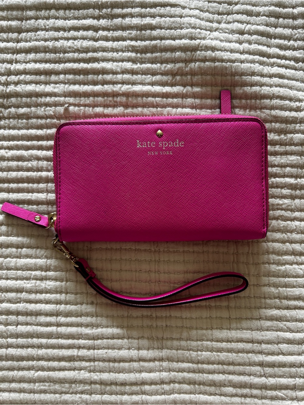 kate spade Hot Pink Zip-Around Wristlet with Detachable Strap
